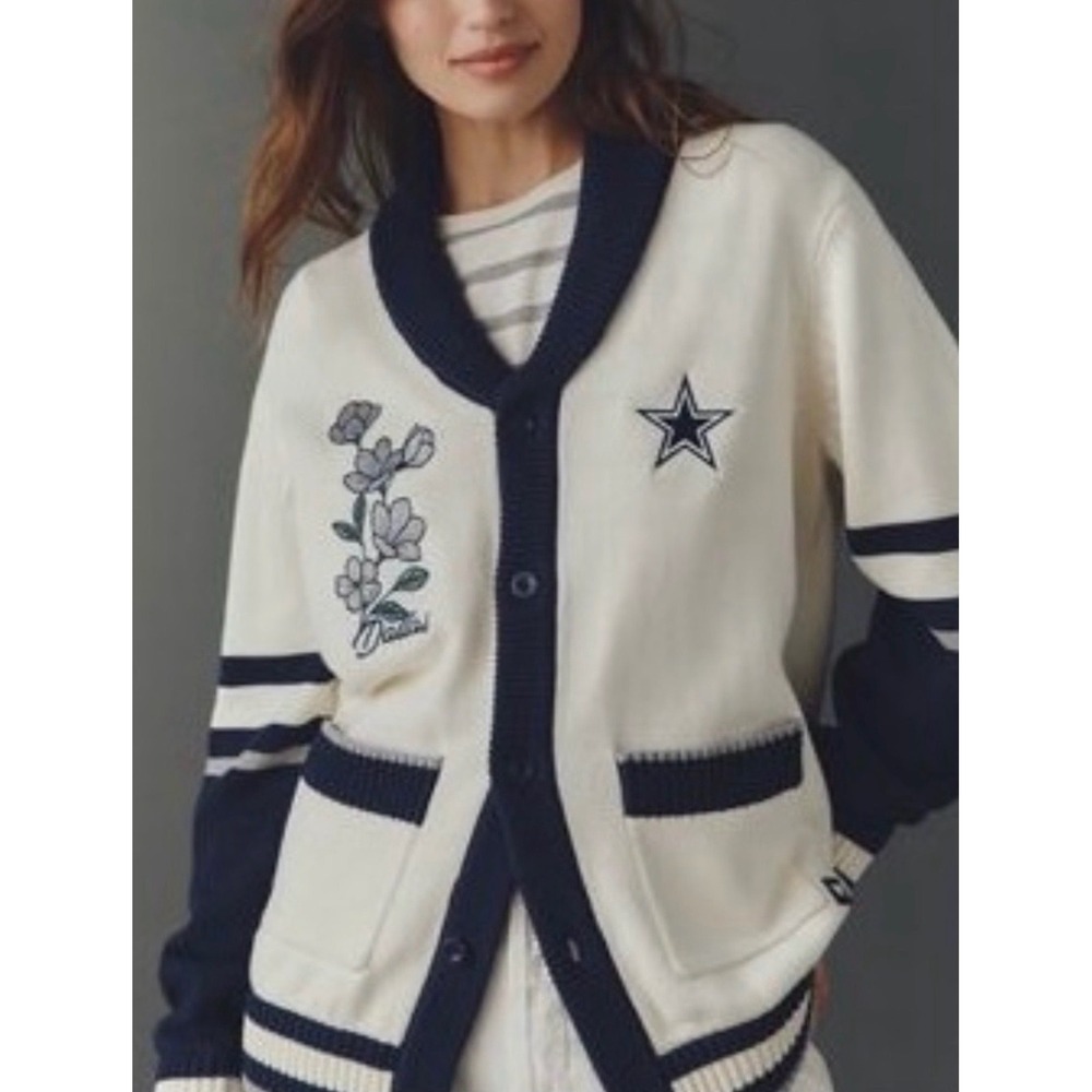 Dallas Cowboys Sweater Women XS Wild Collective x Anthropologie Embroidered NEW